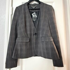 Premise Studio Charcoal Gray Plaid Blazer